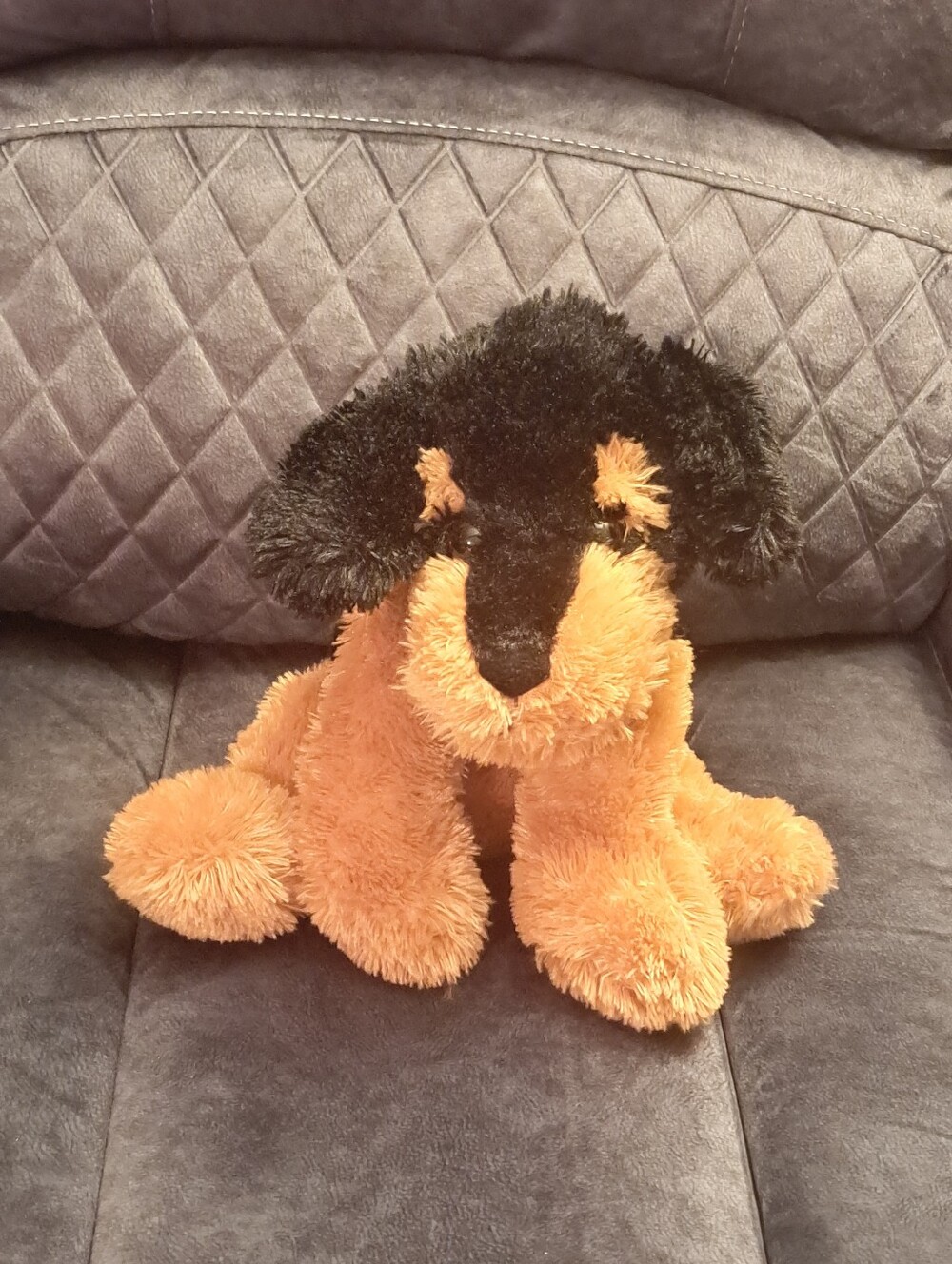Stuffed Animal Dog Plush Brown Black - Picture 1 of 7
